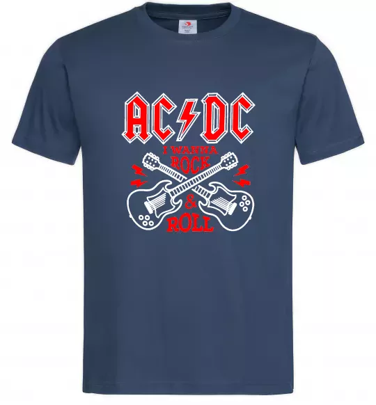 Мужская футболка I wanna rock AC/DC Темно-синий фото