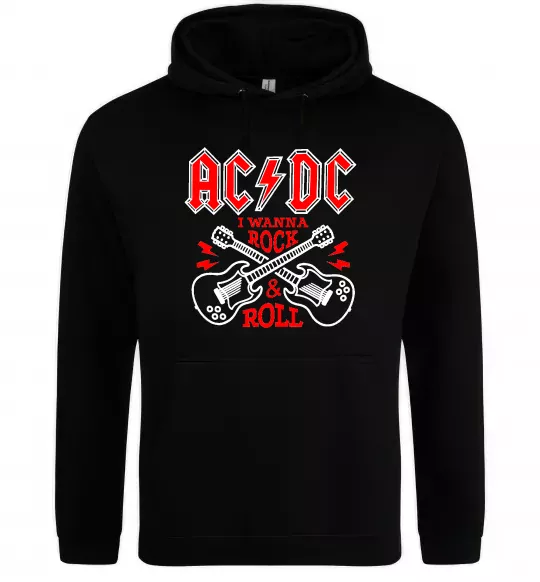 Чоловіча толстовка (худі) I wanna rock AC/DC Чорний фото
