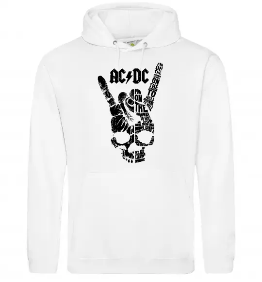 Мужская толстовка (худи) AC/DC skull Белый фото