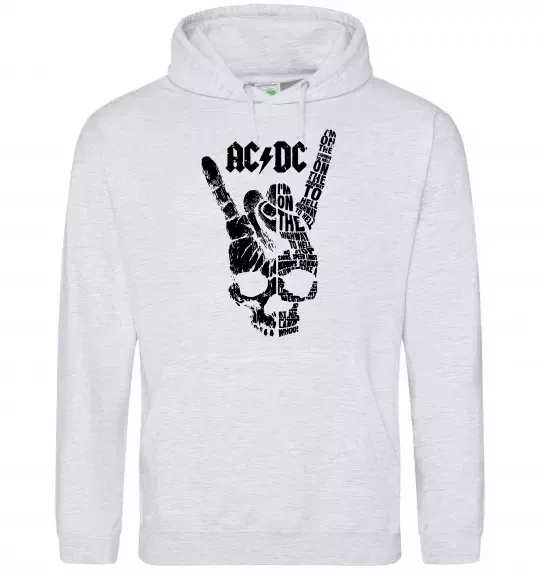Мужская толстовка (худи) AC/DC skull Серый меланж фото