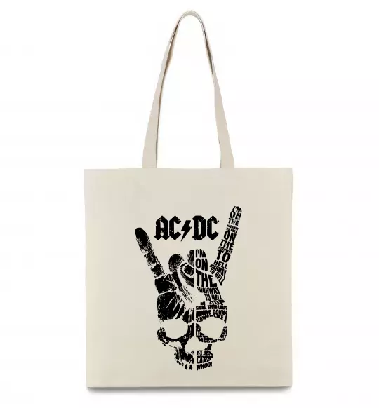 Эко-сумка AC/DC skull Бежевый фото