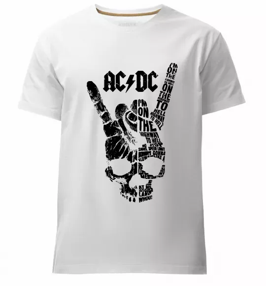 Мужская премиум футболка AC/DC skull Белый фото