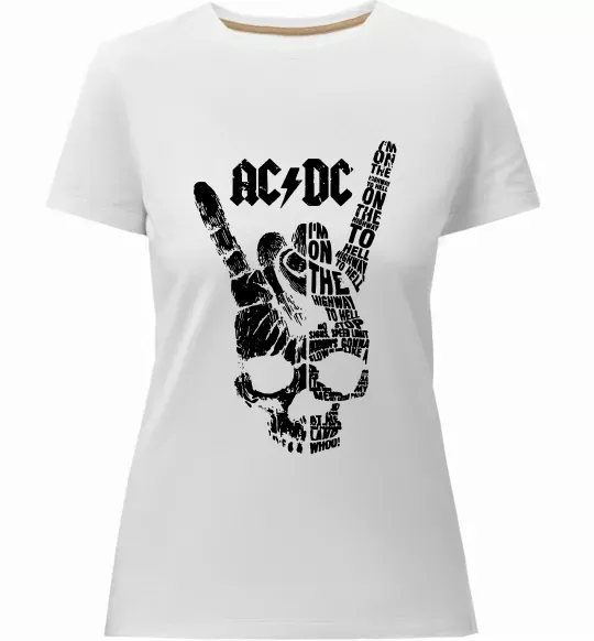 Женская премиум футболка AC/DC skull Белый фото