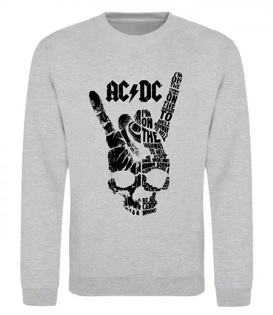 Світшот AC/DC skull Сірий меланж фото