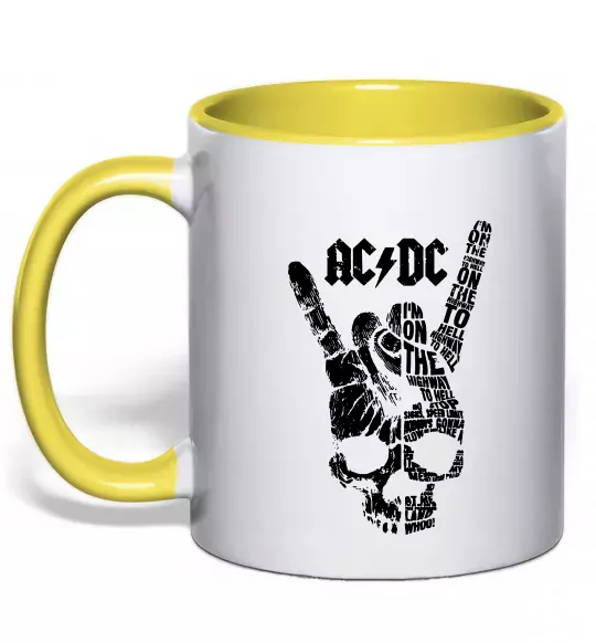 Чашка с цветной ручкой AC/DC skull Солнечно желтый фото