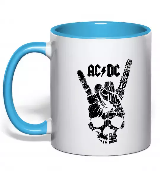 Чашка с цветной ручкой AC/DC skull Голубой фото