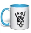 Чашка с цветной ручкой AC/DC skull Голубой фото