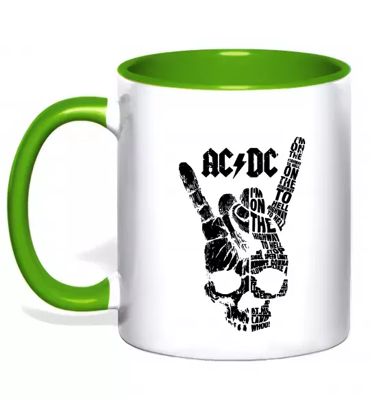 Чашка с цветной ручкой AC/DC skull Зеленый фото