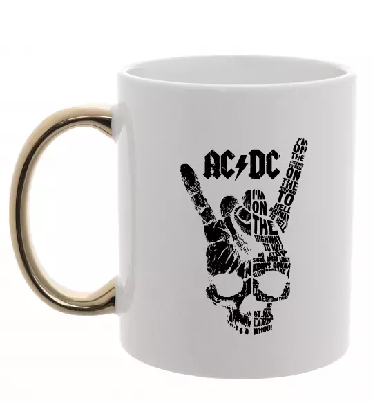 Чашка с цветной ручкой AC/DC skull Золото фото