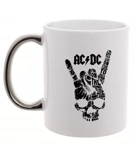 Чашка с цветной ручкой AC/DC skull Серебро фото