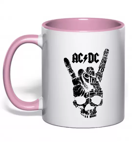 Чашка с цветной ручкой AC/DC skull Нежно розовый фото