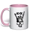 Чашка с цветной ручкой AC/DC skull Нежно розовый фото
