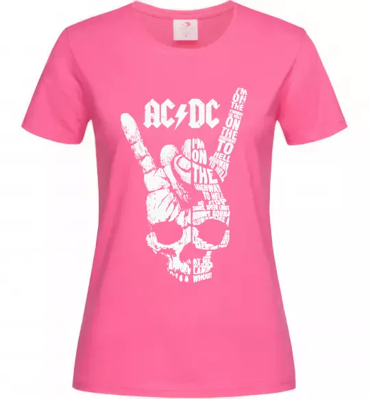 Женская футболка AC/DC skull Ярко-розовый фото