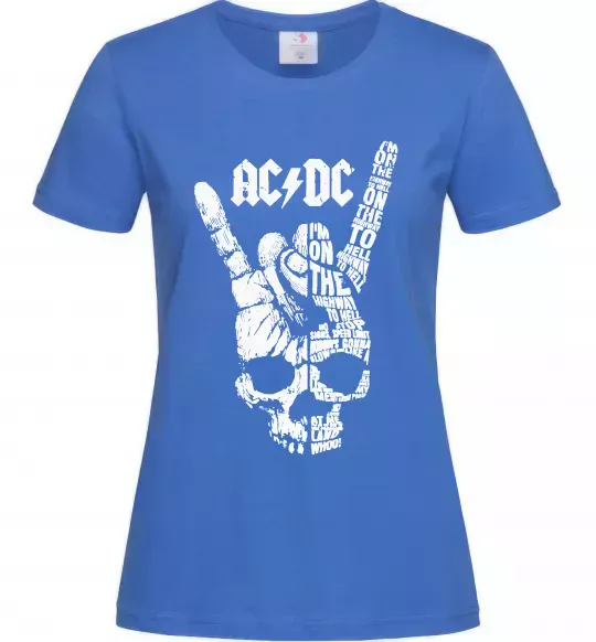 Женская футболка AC/DC skull Ярко-синий фото