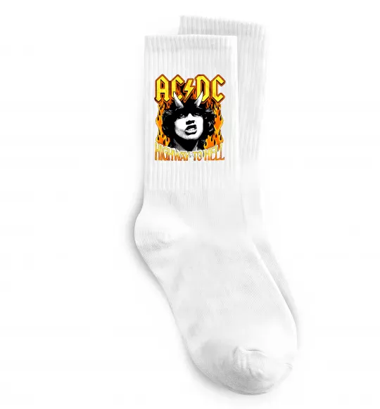 Шкарпетки Highway to hell Ангус Янг Білий фото