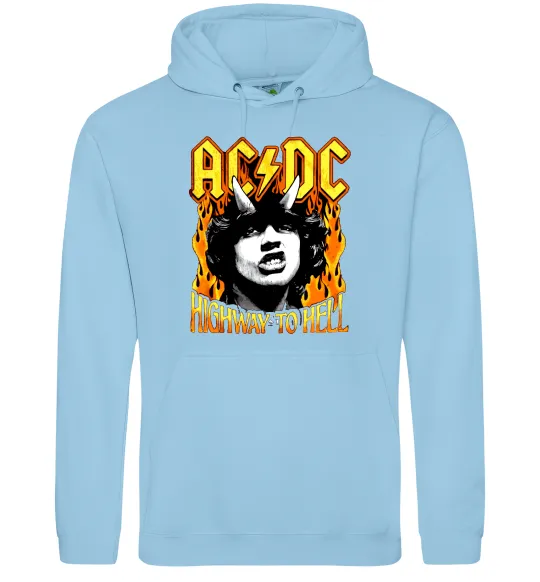 Жіноча толстовка (худі) Highway to hell Ангус Янг Блакитний фото