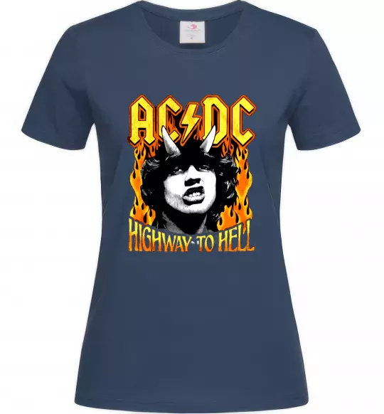 Жіноча футболка Highway to hell Ангус Янг Темно-синій фото