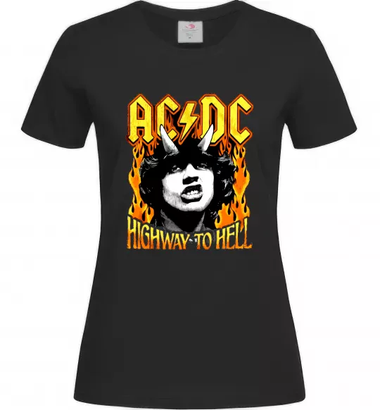 Жіноча футболка Highway to hell Ангус Янг Чорний фото