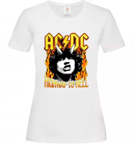 Жіноча футболка Highway to hell Ангус Янг Білий фото