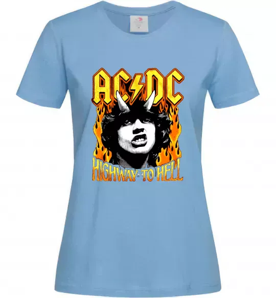 Жіноча футболка Highway to hell Ангус Янг Блакитний фото