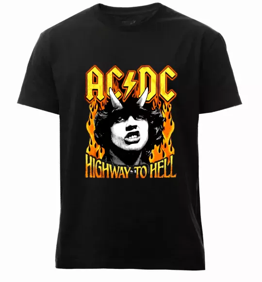 Чоловіча преміум футболка Highway to hell Ангус Янг Чорний фото