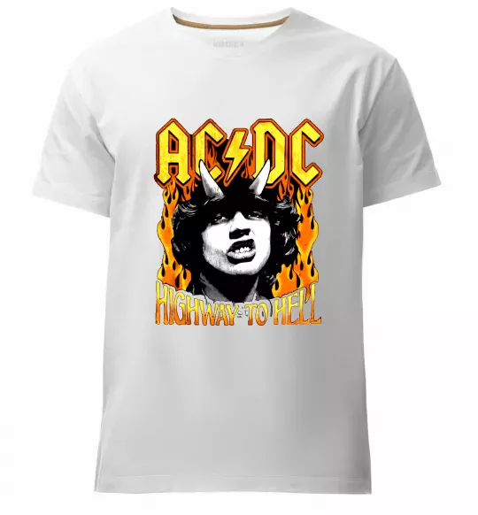 Чоловіча преміум футболка Highway to hell Ангус Янг Білий фото