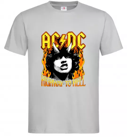 Чоловіча футболка Highway to hell Ангус Янг Сірий фото