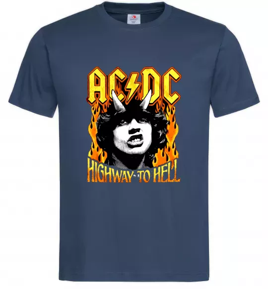 Чоловіча футболка Highway to hell Ангус Янг Темно-синій фото