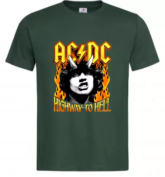 Чоловіча футболка Highway to hell Ангус Янг Темно-зелений фото
