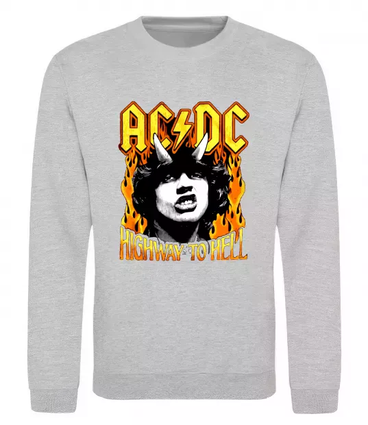 Світшот Highway to hell Ангус Янг Сірий меланж фото