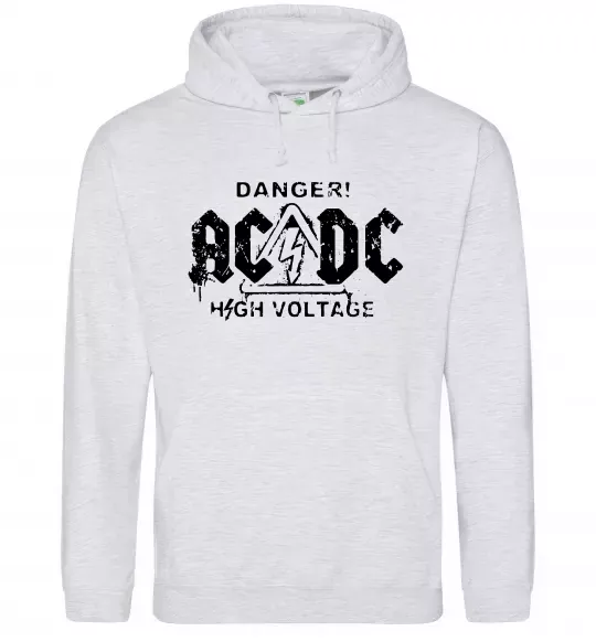 Мужская толстовка (худи) High voltage AC/DC Серый меланж фото