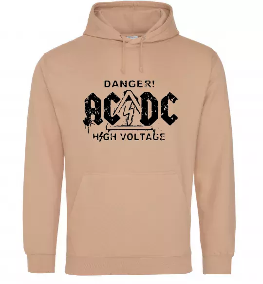 Мужская толстовка (худи) High voltage AC/DC Песочный фото