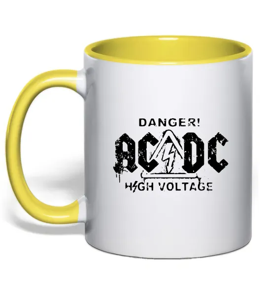 Чашка с цветной ручкой High voltage AC/DC Лимонный фото