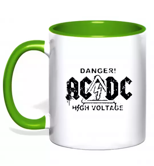 Чашка с цветной ручкой High voltage AC/DC Зеленый фото