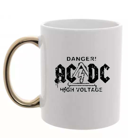 Чашка с цветной ручкой High voltage AC/DC Золото фото