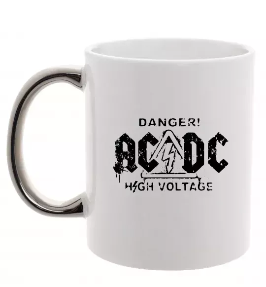 Чашка с цветной ручкой High voltage AC/DC Серебро фото