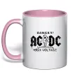 Чашка с цветной ручкой High voltage AC/DC Нежно розовый фото