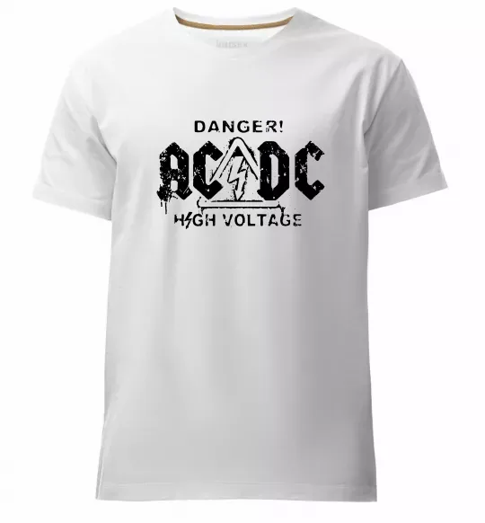 Мужская премиум футболка High voltage AC/DC Белый фото