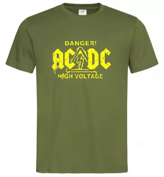 Мужская футболка High voltage AC/DC Оливковый фото