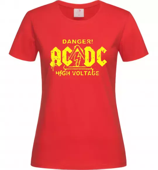 Женская футболка High voltage AC/DC Красный фото