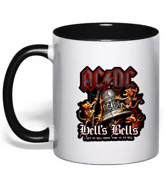 Чашка з кольоровою ручкою Hells bells AC/DC Чорний фото