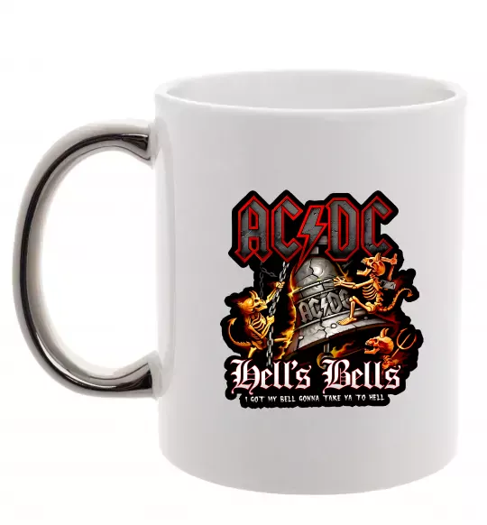 Чашка з кольоровою ручкою Hells bells AC/DC Срібло фото