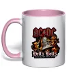 Чашка з кольоровою ручкою Hells bells AC/DC Ніжно рожевий фото