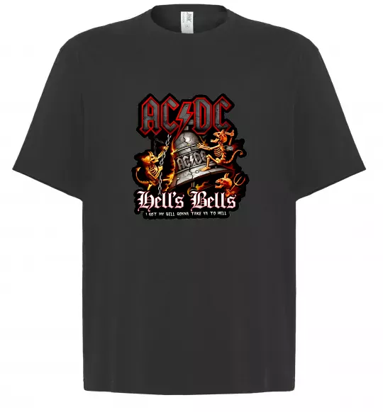 Футболка Оверсайз Hells bells AC/DC Черный фото