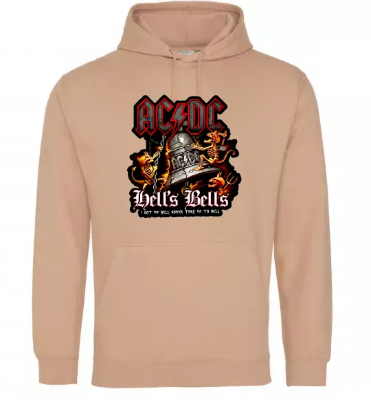 Чоловіча толстовка (худі) Hells bells AC/DC Пісочний фото