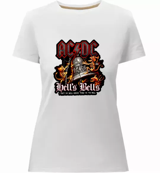 Женская премиум футболка Hells bells AC/DC Белый фото