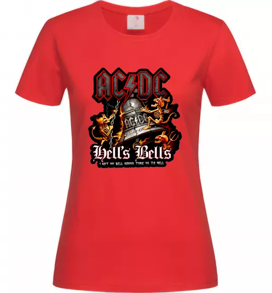 Женская футболка Hells bells AC/DC Красный фото
