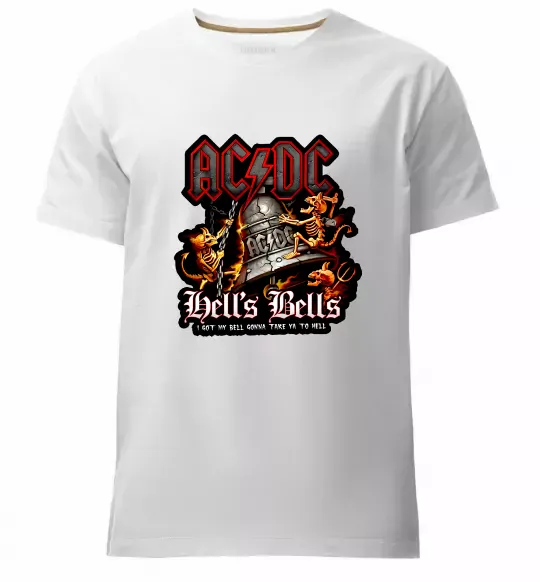 Мужская премиум футболка Hells bells AC/DC Белый фото