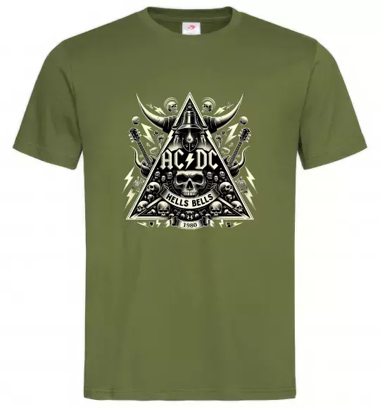 Чоловіча футболка Hells bells print Оливковий фото