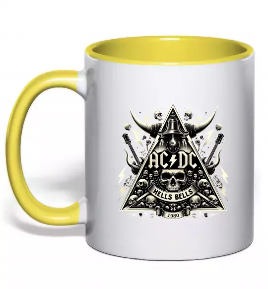 Чашка з кольоровою ручкою Hells bells print Сонячно жовтий фото